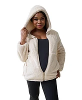 Ingrid + Isabel Maternity Ingrid + Isabel Zip Up Teddy Jacket Oatmeal Xl