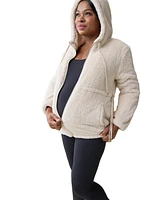 Ingrid + Isabel Maternity Ingrid + Isabel Zip Up Teddy Jacket Oatmeal Xl