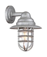 Marlowe 13 1/4" High Farmhouse Rustic Modern Hooded Cage Outdoor Wall Light Fixture Mount Porch House Exterior Outside Set of 2 Edison Bulb Weath