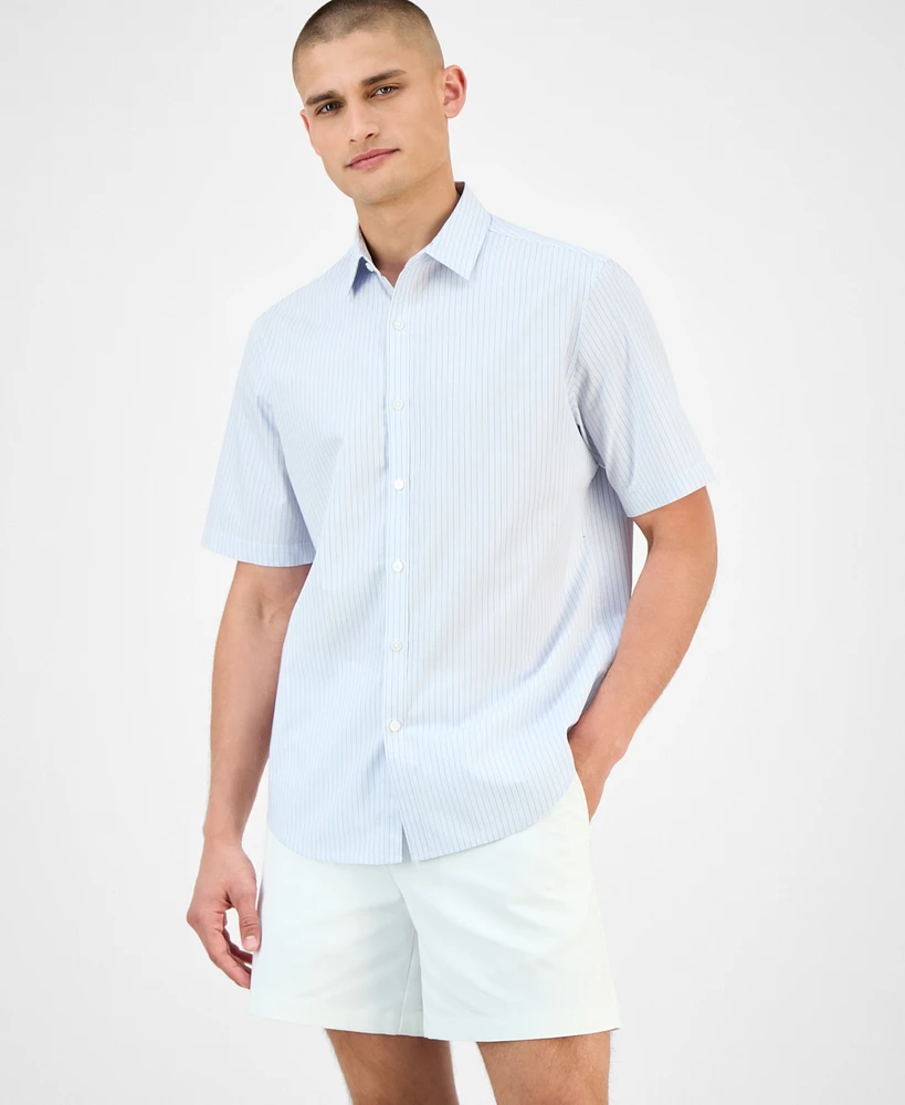 Alfani Men's Pacco Short Sleeve Striped Button-Front Shirt, Exclusively at Macy's