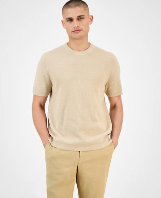 Alfani Men's Short Sleeve Waffle Knit Sweater, Exclusively at Macy's