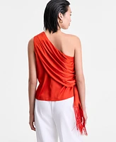 I.n.c. International Concepts Women's One-Shoulder Side-Fringe Top, Exclusively at Macy's