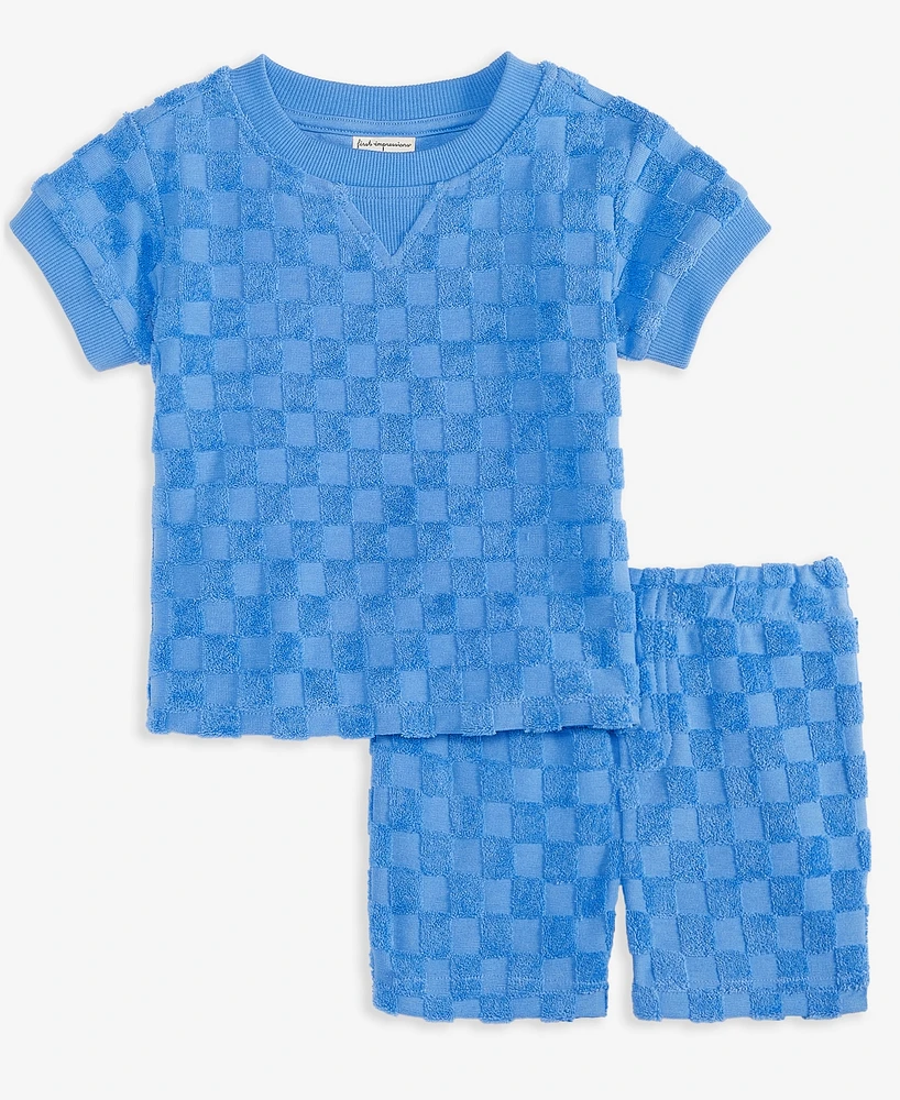 First Impressions Baby Boys Checkered Terry T-Shirt & Shorts, Exclusively at Macy's