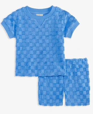 First Impressions Baby Boys Checkered Terry T-Shirt & Shorts, Exclusively at Macy's