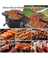 Portable Charcoal Grill Stove Rotatable with Foldable Body and Legs with Handles