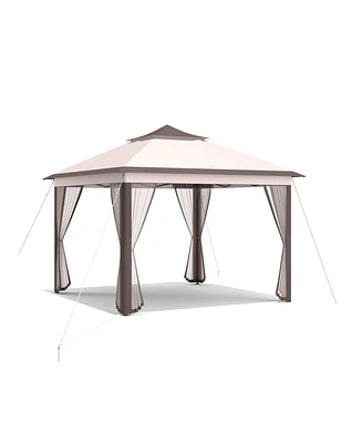 11 x 11 Feet 2-Tier Pop-Up Gazebo Tent Portable Canopy Shelter Carry Bag Mesh