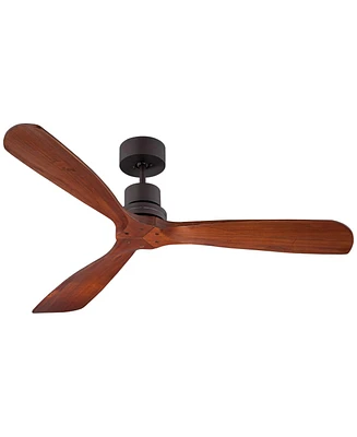 52" Delta-Wing Dc Rustic Farmhouse 3 Blade Indoor Outdoor Ceiling Fan with Remote Oil Rubbed Bronze Walnut Solid Wood Damp Rated for Patio Exteri