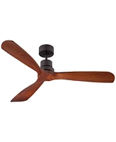 52" Delta-Wing Dc Rustic Farmhouse 3 Blade Indoor Outdoor Ceiling Fan with Remote Oil Rubbed Bronze Walnut Solid Wood Damp Rated for Patio Exteri