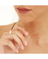 Spero London Four Leaf Clover Sterling Silver Necklace - Green