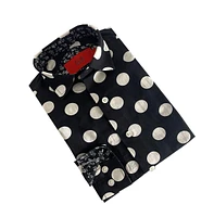 Elie Balleh Little Boys Black Long Sleeve Navy Polka Dot Slim Fit Shirt