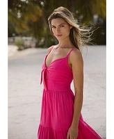 CeCe Women's V-Neck Sleeveless Tiered Maxi Dress