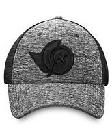 Fanatics Men's Heathered Black/Black Ottawa Senators Authentic Pro Training Travel Trucker Flex Hat