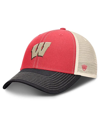 Top of the World Men's Red/Black Wisconsin Badgers Off-Road Trucker Adjustable Hat