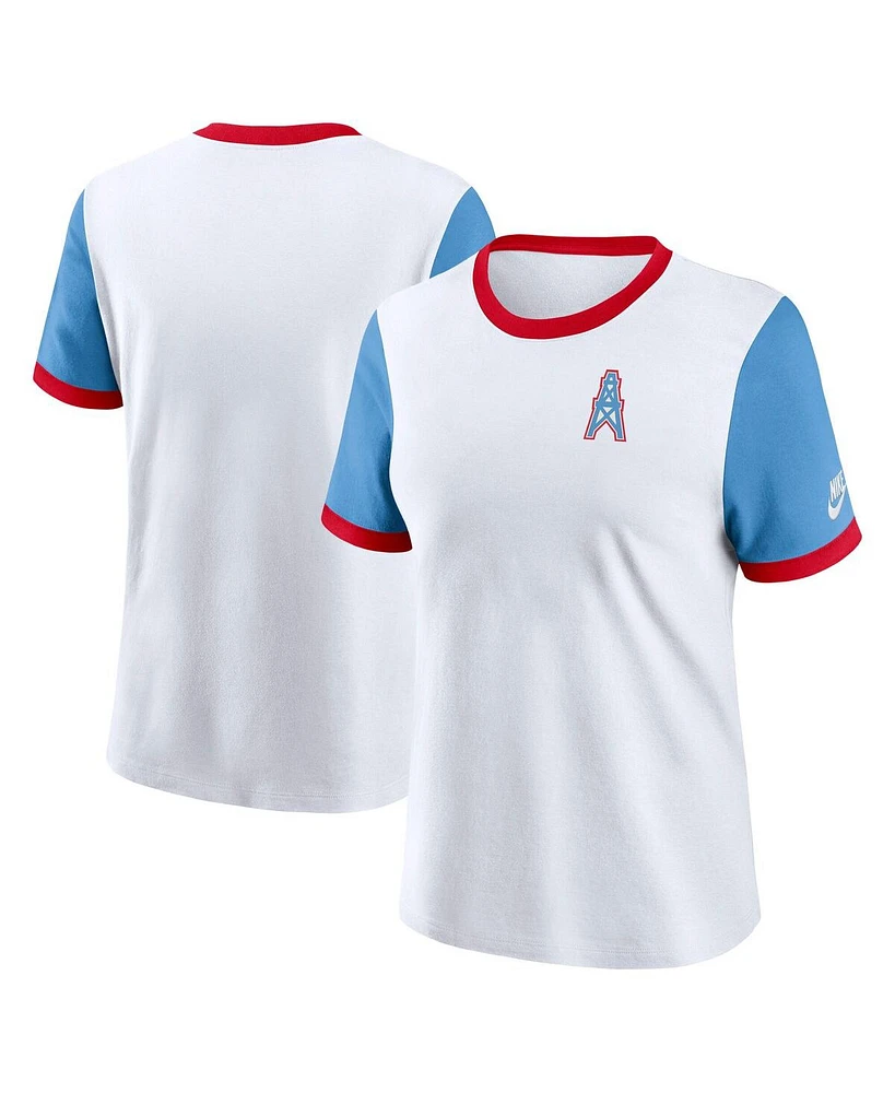 Nike Women's White/Light Blue Tennessee Titans Rewind Ringer T-Shirt