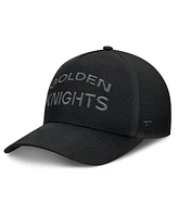 Fanatics Men's Black Vegas Golden Knights Authentic Pro Road Stack Text A-Frame Adjustable Hat