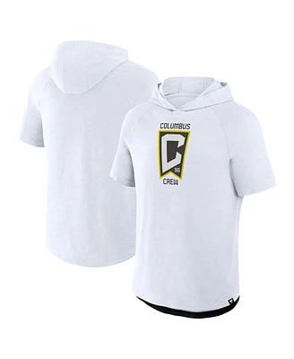 Fanatics Men's White Columbus Crew Hat Trick Stadium Slub Raglan Short Sleeve Pullover Hoodie