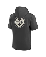 Fanatics Men's Charcoal Pittsburgh Steelers Elements Future Ground Lettering Short Sleeve Pullover Hoodie