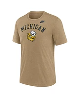 Nike Men's Heather Light Brown Michigan Wolverines Legacy Arch Tri-Blend T-Shirt