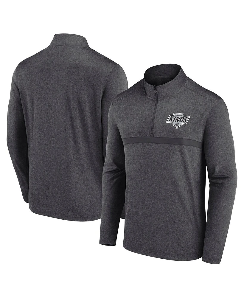 Logo Athletic Men's Heather Charcoal Los Angeles Kings Head-to-Head Raglan Quarter-Zip Sweatshirt
