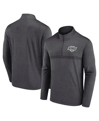 Logo Athletic Men's Heather Charcoal Los Angeles Kings Head-to-Head Raglan Quarter-Zip Sweatshirt