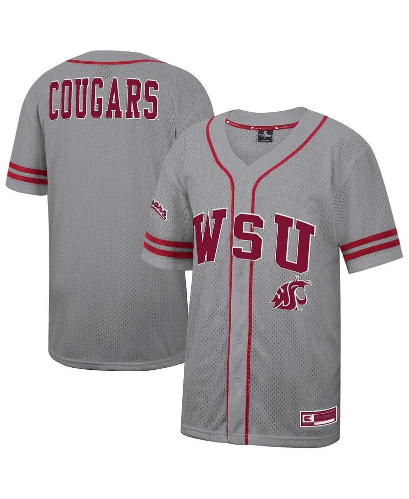 Colosseum Men's Gray Washington State Cougars Free Spirited Baseball Jersey
