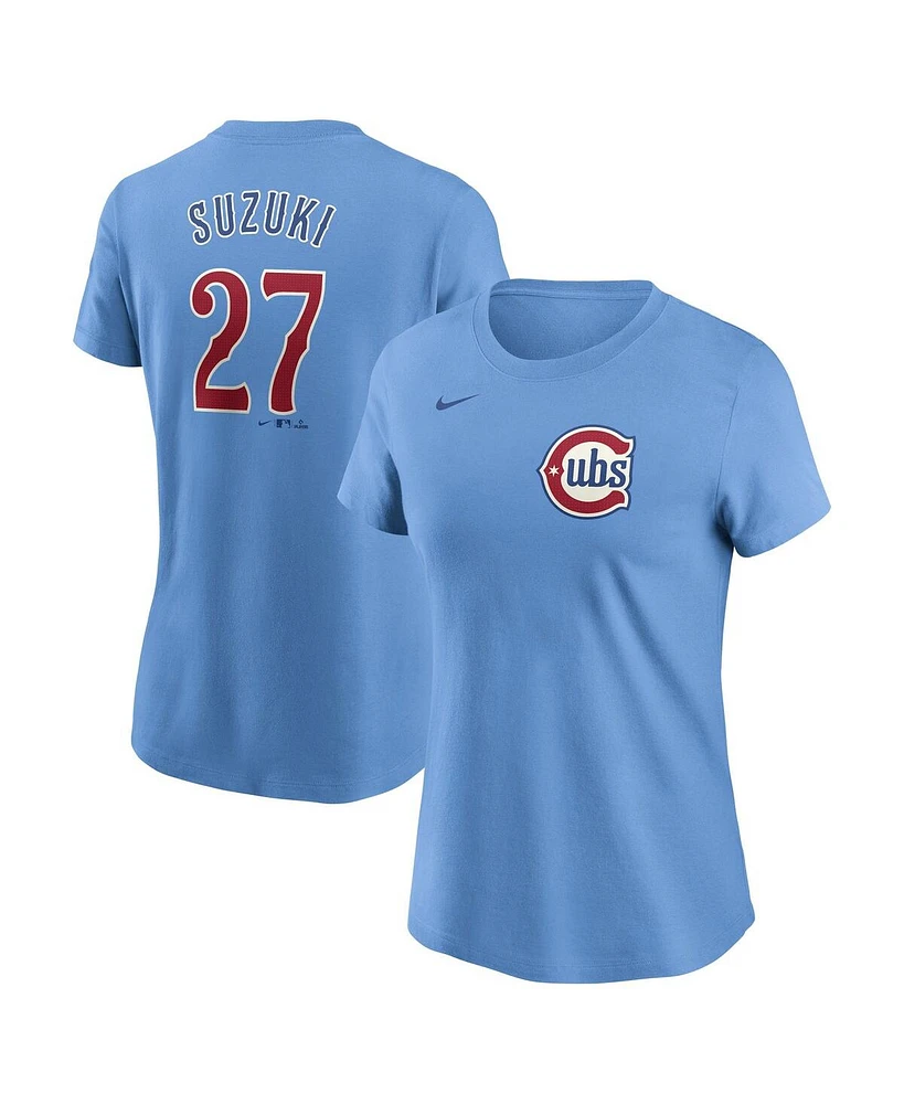 Nike Women's Seiya Suzuki Baby Blue Chicago Cubs Fuse Name Number T-Shirt