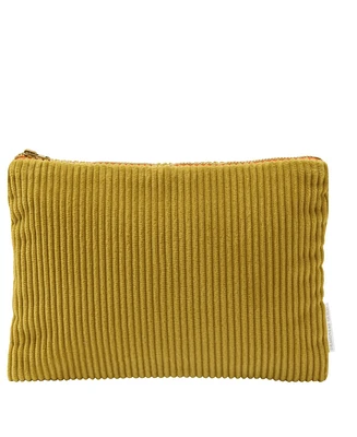 Corda Olive Corduroy Velvet Pouch - Medium