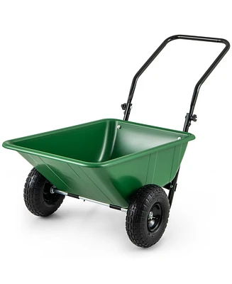 Dual-Wheel Wheelbarrow Garden Utility Cart with Pneumatic Tires