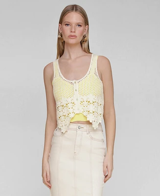 Avec Les Filles Women's Crocheted Bandeau-Lined Top