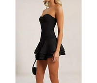 Heiress Beverly Hills Women's Corset Chiffon Flared Mini Dress