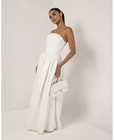 Heiress Beverly Hills Women's Strapless Corset Crepe Flare Maxi Dress