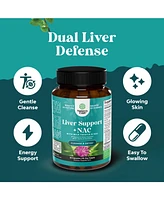 Liver Support + Nac Capsules | Supports Liver Cleanse | N Acetyl Cysteine Silymarin Milk Thistle, Choline Bitartrate & Berberine | 60ct