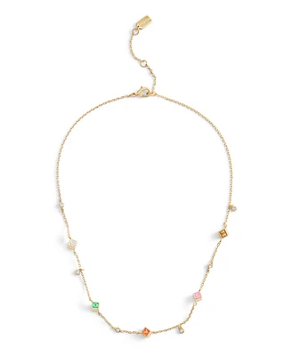 Coach Faux Stone Signature Logo Enamel Cube Strand Necklace