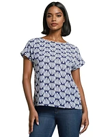 Jones New York Women's Short Sleeve Button Detail Top
