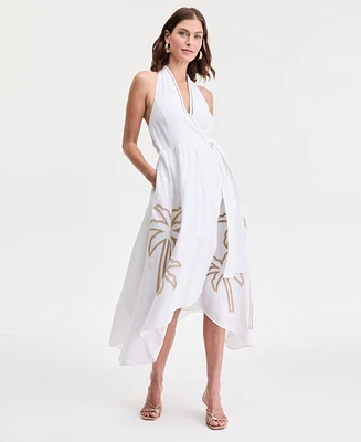 I.n.c. International Concepts Women's Palm Eyelet Halter Dress, Exclusively at Macy's