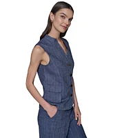 Karl Lagerfeld Paris Women's Pinstripe Button-Front Vest