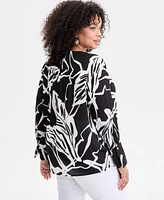 I.n.c. International Concepts Plus Printed Surplice-Neck Top, Exclusively at Macy's