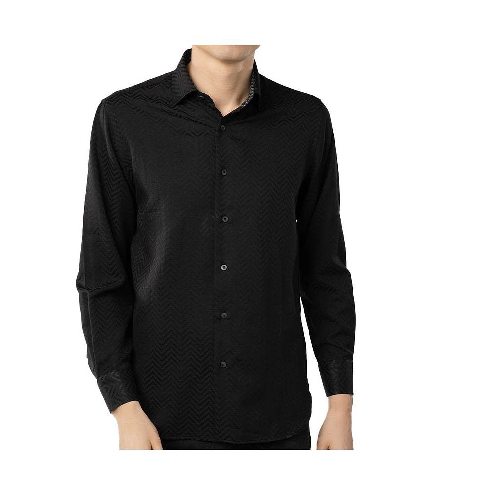 Luchiano Visconti Men's Solid Black Printed shirt