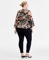 I.N.C. International Concepts Plus Sized Printed Kimono Wrap Top Skinny Leg Denim Jeans Exclusively At Macys