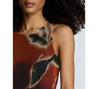 Kenneth Cole Women's Printed Ruffled High-Low Maxi Dress