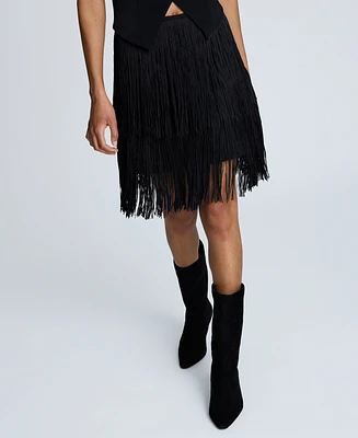 Kenneth Cole Women's Tiered Fringe Back-Zip Skirt