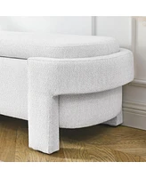 Linen Fabric Upholstered Bench With Large Storage Space For The Living Room, Entryway And Bed
