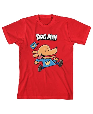 Dog Man Boys Running Youth Red Crew Neck Short Sleeve T-shirt-xl
