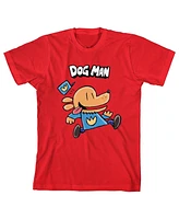 Dog Man Boys Running Youth Red Crew Neck Short Sleeve T-shirt-xl