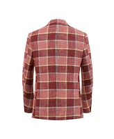 Elie Balleh Boys Red Slim Fit Plaid Blazer