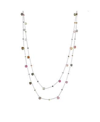 Spero London Sterling Silver Fine Tourmaline Double Layer Necklace