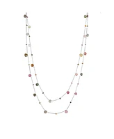 Spero London Sterling Silver Fine Tourmaline Double Layer Necklace