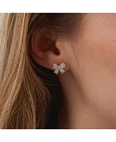 Spero London Bowtie Sterling Silver Zirconia Stud Earring