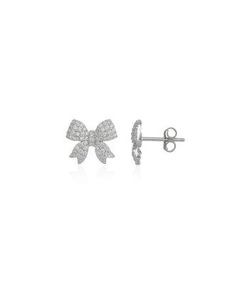 Spero London Bowtie Sterling Silver Zirconia Stud Earring