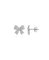Spero London Bowtie Sterling Silver Zirconia Stud Earring